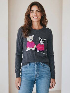 J.Crew Mercantile Corgi Chihuahua Dog Intarsia Novelty Sweater